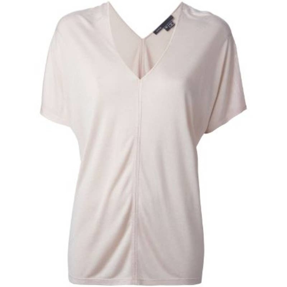 VINCE • Light Pink V Neck Oversized Relax Tee Top Sz S